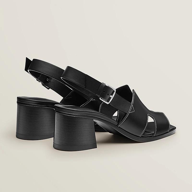 Giày Hermes Elbe 60 Sandal Nữ Đen